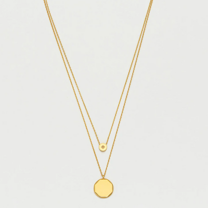 Necklace Double Charm Gold Plated Cubic Zirconia Star Estella Bartlett