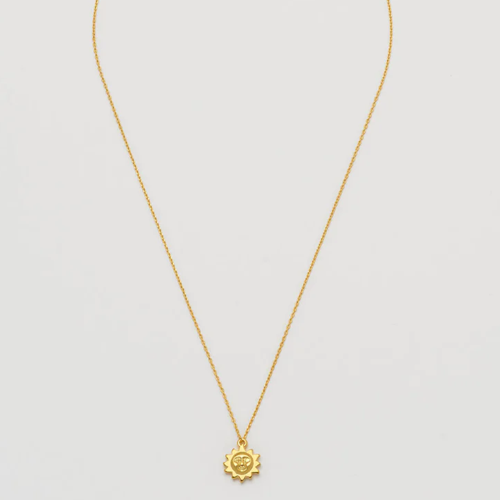 Necklace Sun Face Charm Gold Plated