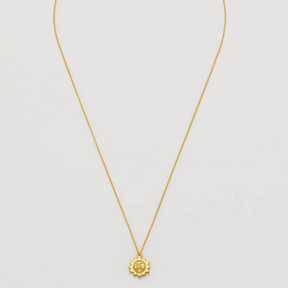 Necklace Sun Face Charm Gold Plated