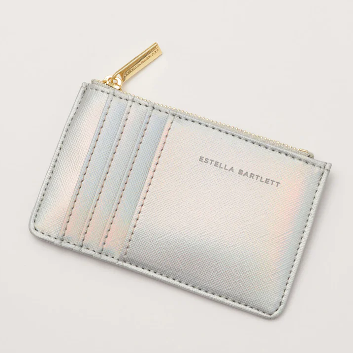 Card Purse Iridescent 'Good Vibes' with Zipper