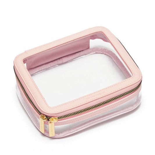 Toiletry Bag Travel Case Clear with Pink Edges