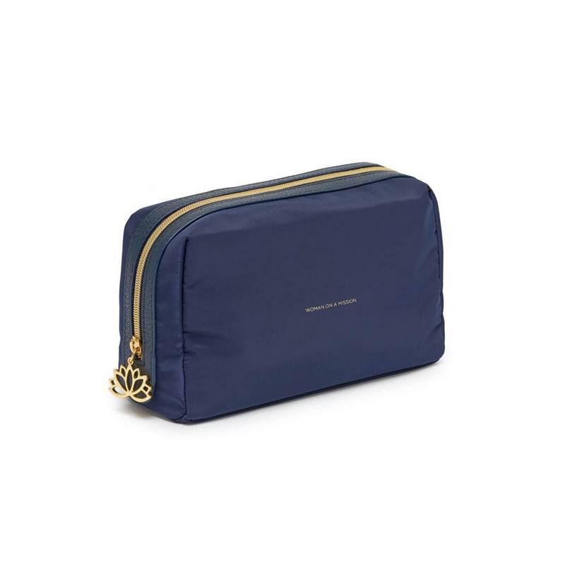Toiletries Bag with charm in Navy Blue Travel Pouch