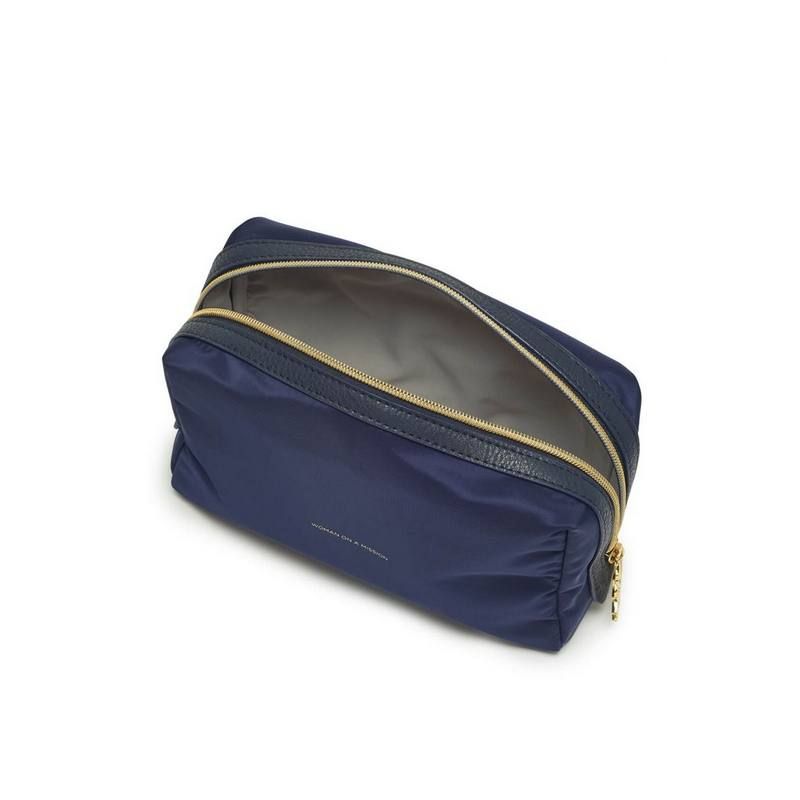 Toiletries Bag with charm in Navy Blue Travel Pouch