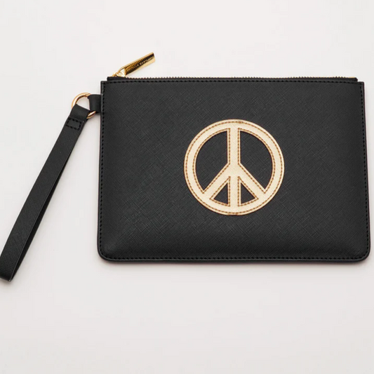 Pouch Peace Sign Gold Black Medium Estella Bartlett