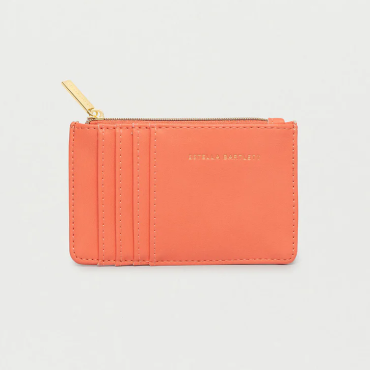 Card Holder Purse 'Good Vibes' Orange Yellow Faux Leather Estella Bartlett