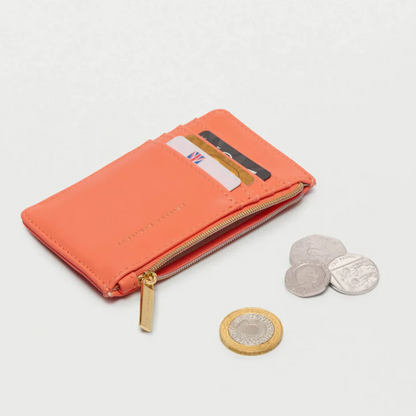 Card Holder Purse 'Good Vibes' Orange Yellow Faux Leather Estella Bartlett