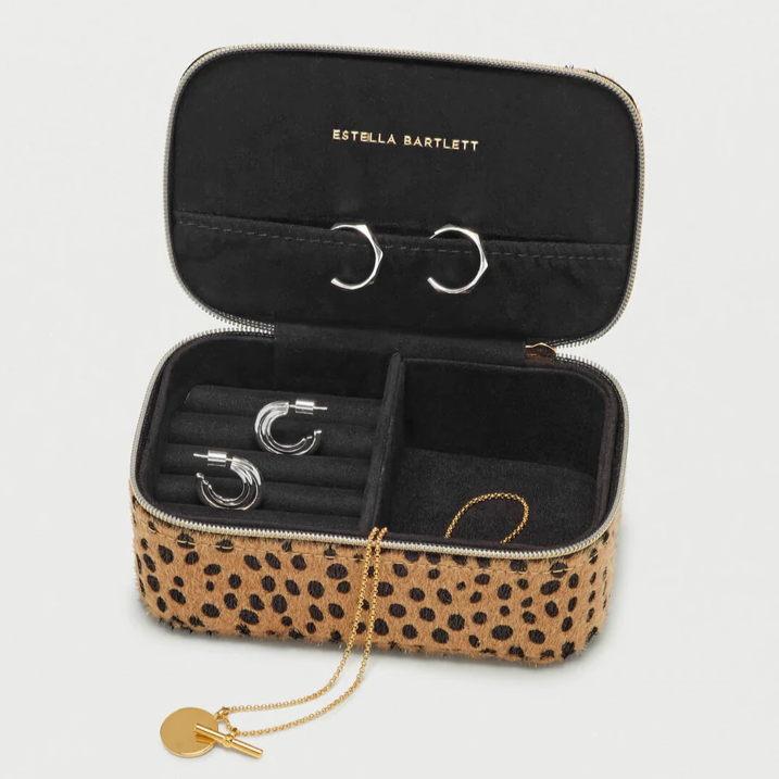 Textured Cheetah Trinket Jewellery Travel Box Estella Bartlett