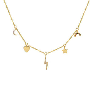 Necklace Multi charm CZ in Gold