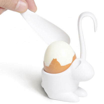 Egg Holder and Spoon Rabbit Design in White