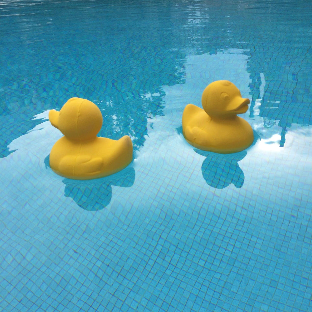 Baby teether and bath toy Duck in yellow made from natural rubber