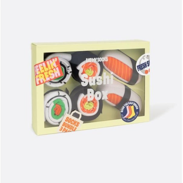 Sushi Socks Gift Set 3x Pairs One Size