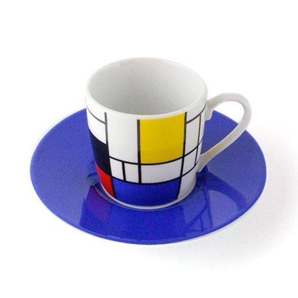 Espresso Set Mondrian blue in Blue Red White and Yellow
