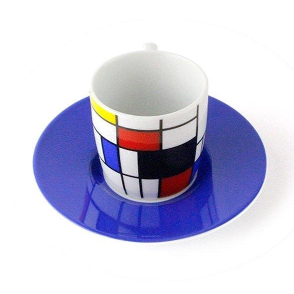 Espresso Set Mondrian blue in Blue Red White and Yellow