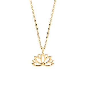 Necklace with lotus charm in gold