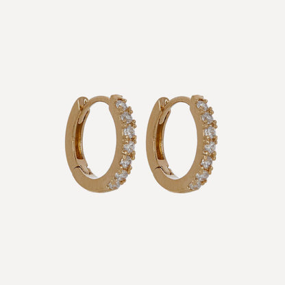 Hoop Earrings Pave Set with White CZ Gold Plated