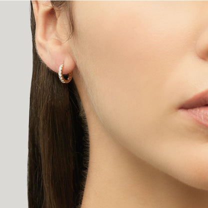 Hoop Earrings Pave Set with White CZ Gold Plated