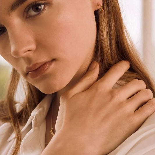 Earrings Open Star Hoop Gold Plated