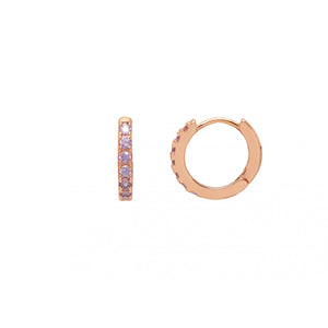 Earrings Mini Hoop CZ Rose Gold Plated