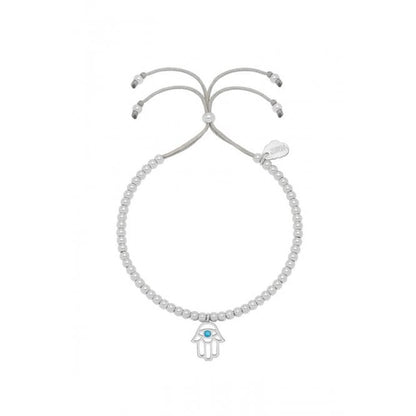 Bracelet Hamsa Hand Liberty in Silver, Silk and Turquoise