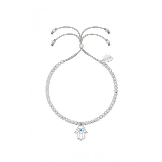 Bracelet Hamsa Hand Liberty in Silver, Silk and Turquoise