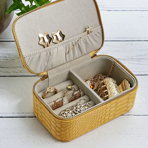 Mini Jewellery Box - Mustard Yellow Snake Print