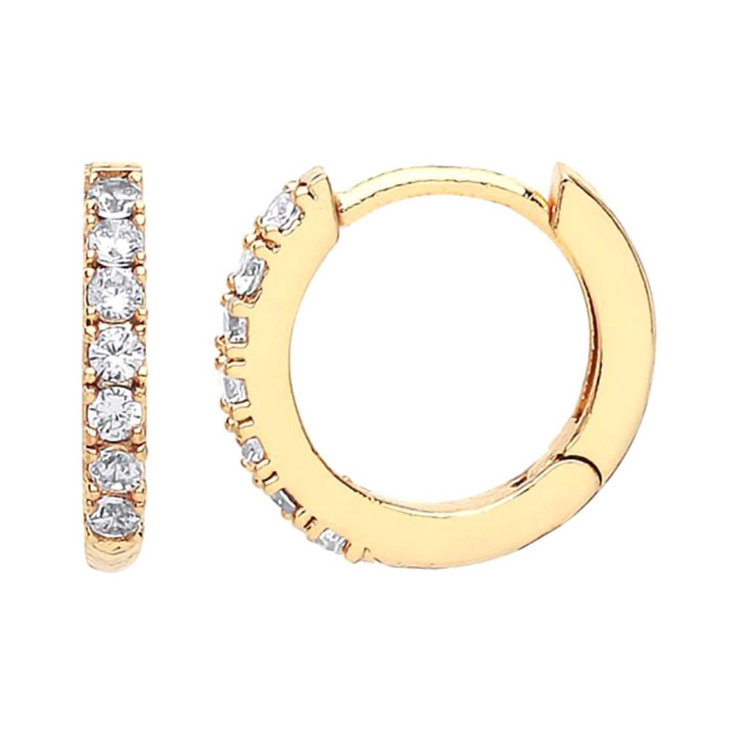 Hoop Earrings Pave Set with White CZ Gold Plated