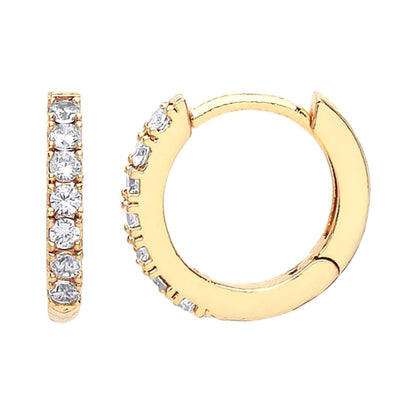 Hoop Earrings Pave Set with White CZ Gold Plated