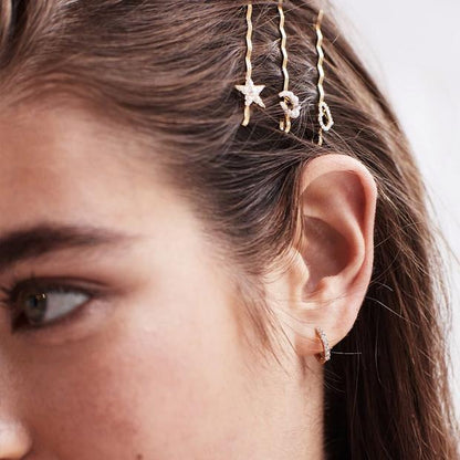 Hoop Earrings Pave Set with White CZ Gold Plated