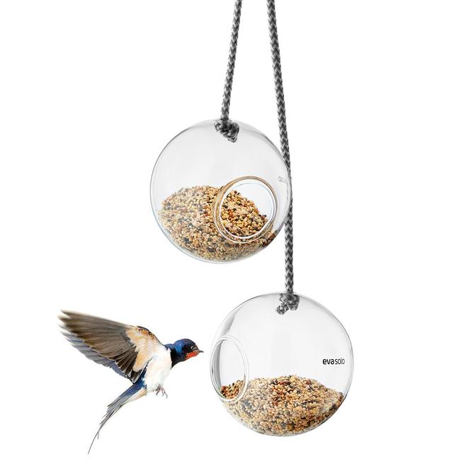 Bird Feeders Hanging Set of 2 in Glass