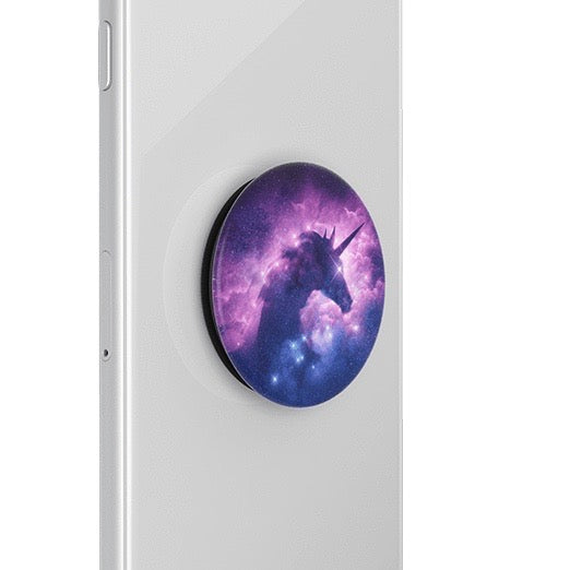 Mobile accessory expanding hand-grip and stand Popsocket in mystical unicorn nebula