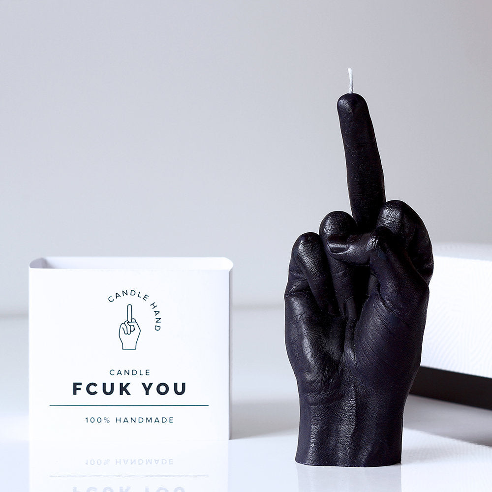 Handmade Candle hand F*ck You Black