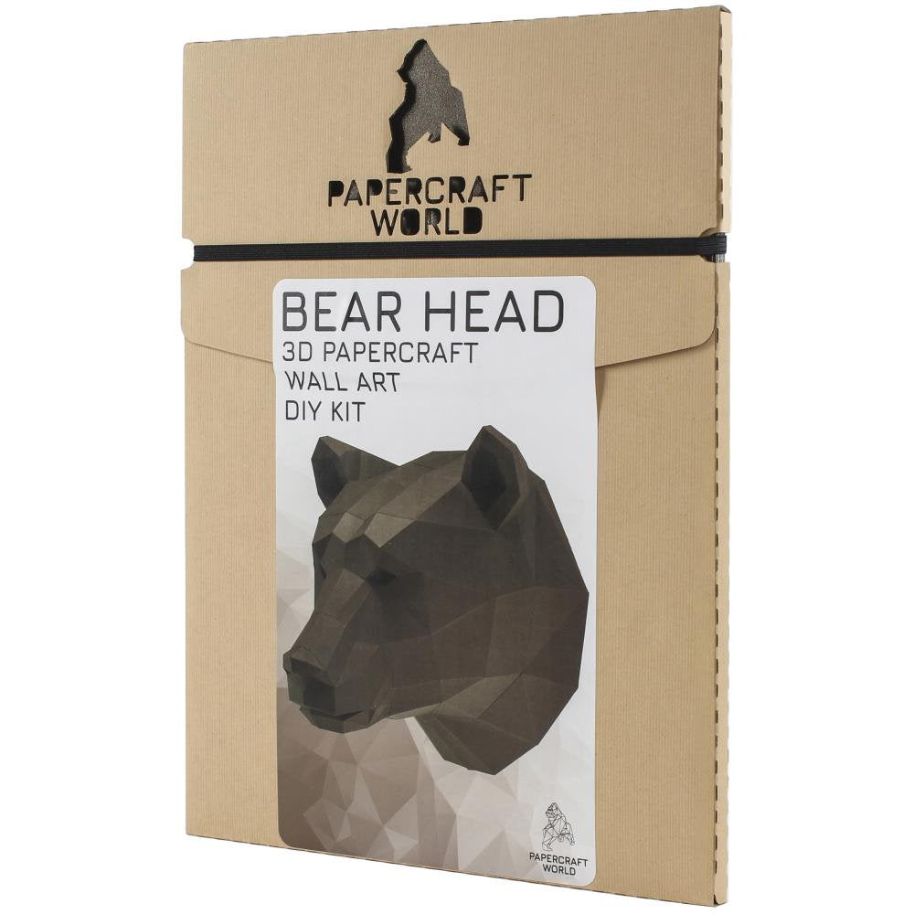 Wall Art DIY Papercraft Bear Head in 3D Design Paper Puzzle in Brown