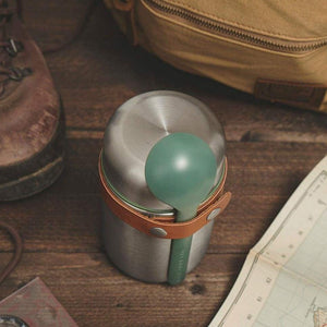 Insulated food flask with spoon from stainless steel in Olive