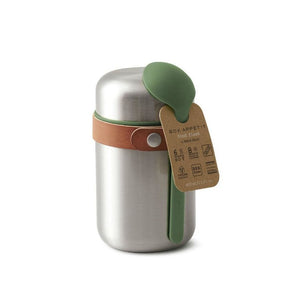 Insulated food flask with spoon from stainless steel in Olive