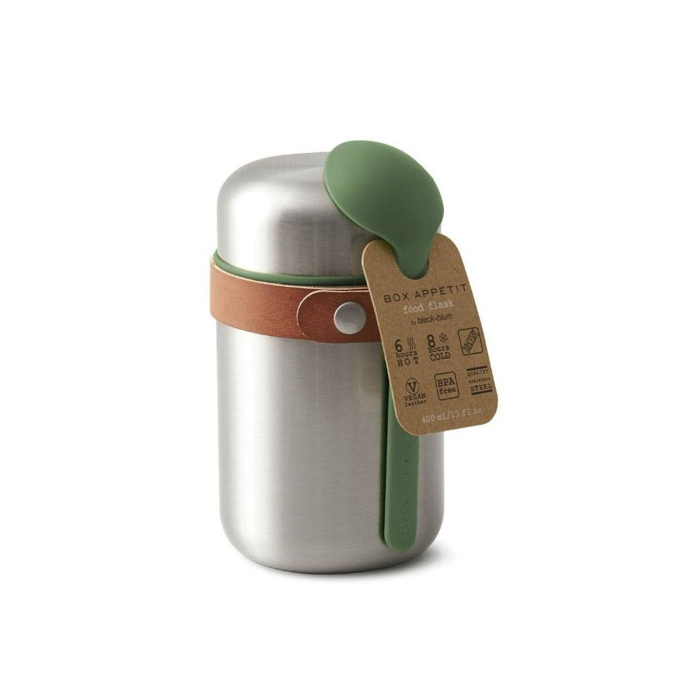 Food Flask Insulated Stainless Steel Set In Olive Green with Spoon