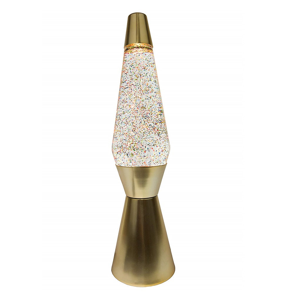 Lava Lamp Bullet UK Plug Multicolour Glitter and Mat Gold Base