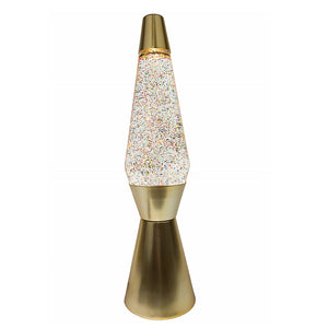 Lava Lamp Bullet UK Plug Multicolour Glitter and Mat Gold Base
