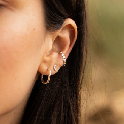 Ear Cuff Textured Hoop Silver Plated