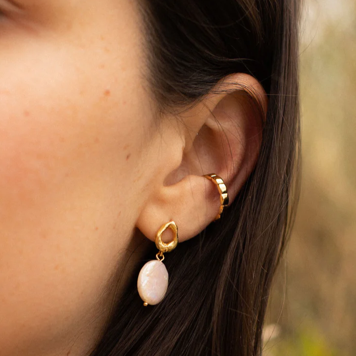 Ear Cuff Textured Hoop Gold Plated