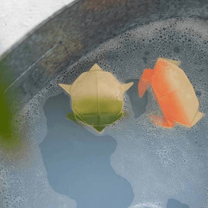 Baby teether and bath toy Turtle 'H2Origami' in green made from natural rubber