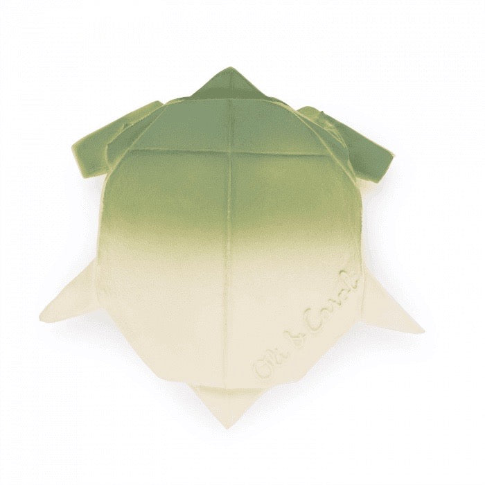 Baby teether and bath toy Turtle 'H2Origami' in green made from natural rubber