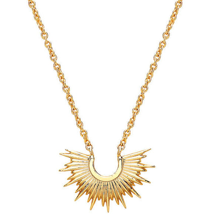 Necklace with sunburst fixed pendant in gold