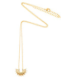 Necklace with sunburst fixed pendant in gold