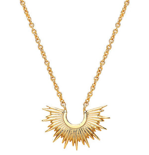 Necklace with sunburst fixed pendant in gold
