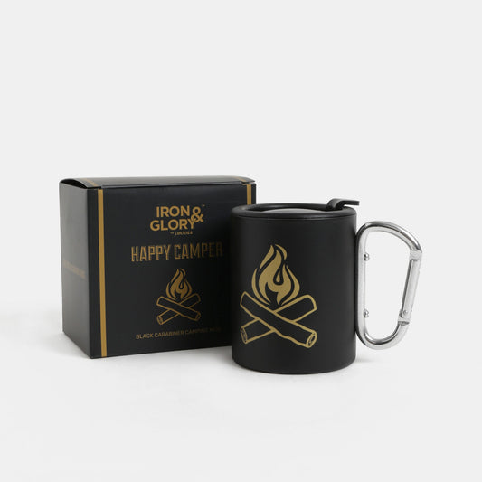 Camping Mug in Black | Iron and Glory Happy Camper