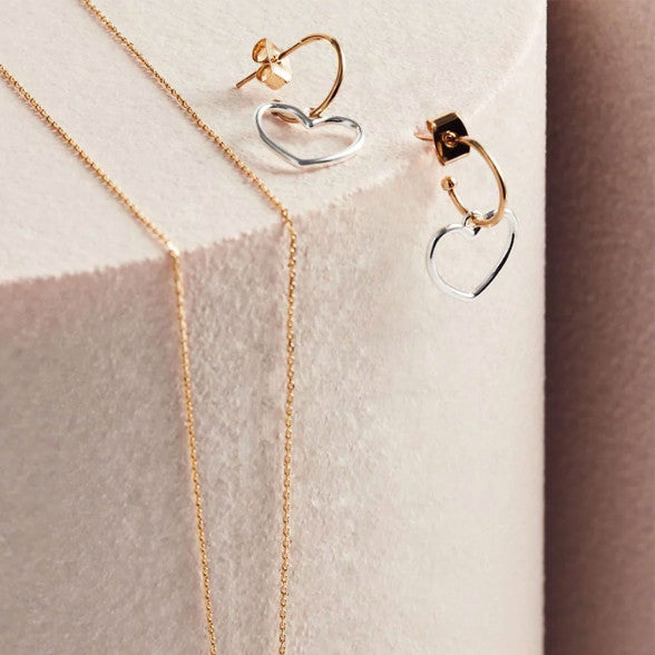 Earrings Mini Hoop Large Heart in Gold and Silver