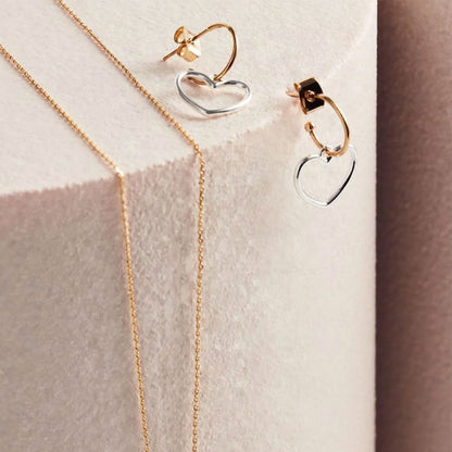 Earrings Mini Hoop Large Heart in Gold and Silver