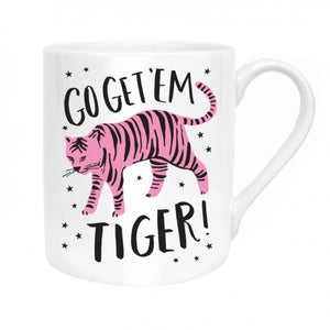 
            
                Load image into Gallery viewer, Mug with &amp;#39;Go Get Em Tiger&amp;#39; in white by Hello!Lucky
            
        