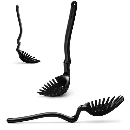 Pasta Server & Holey Ladle Strainer - Black Spadle