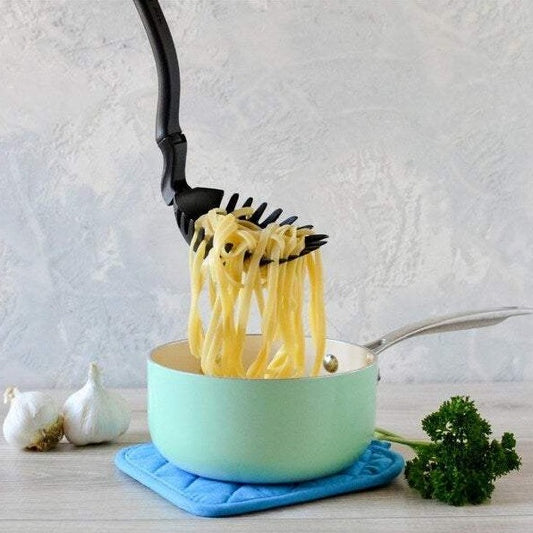 Pasta Server & Holey Ladle Strainer - Black Spadle